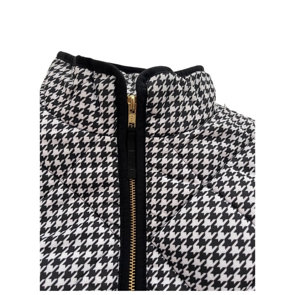 J Crew Houndstooth puffer vest women’s with snap pockets Black/White size L - Picture 6 of 8